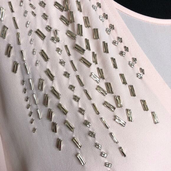 Cache light pink rhinestone bead faux wrap draped top size Extra Large XL - Picture 5 of 13